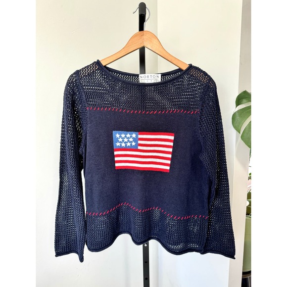 Norton Sweaters - American Flag Navy Pullover Sweater
